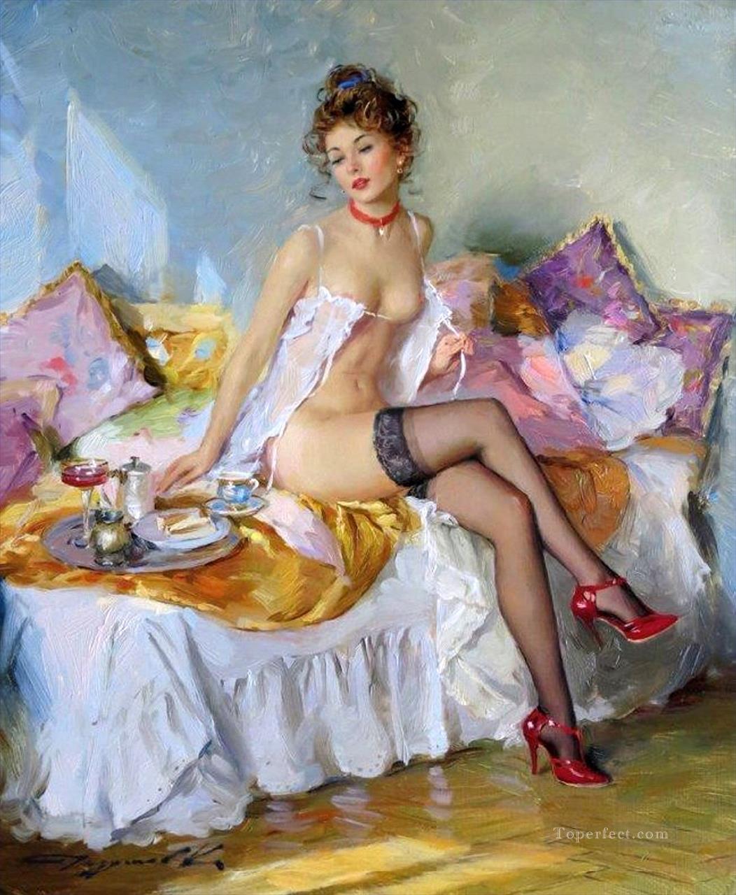 Douce matinee Impressionist nude Oil Paintings